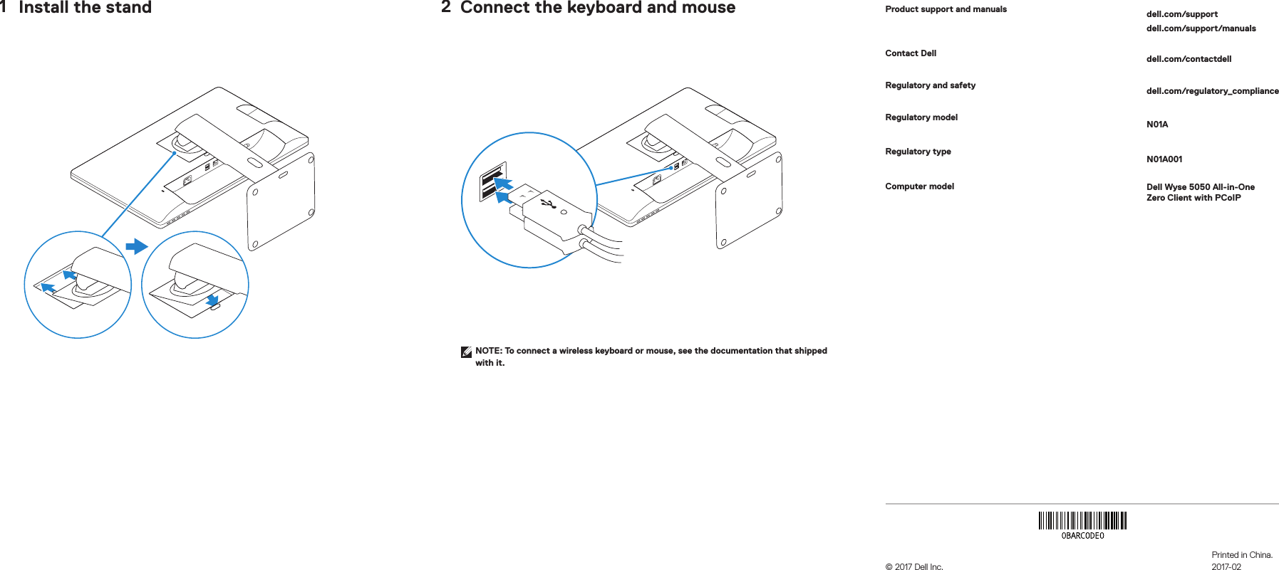 Page 1 of 2 - Dell Wyse-5050-aio Quick Start Guide User Manual  - Setup En-us