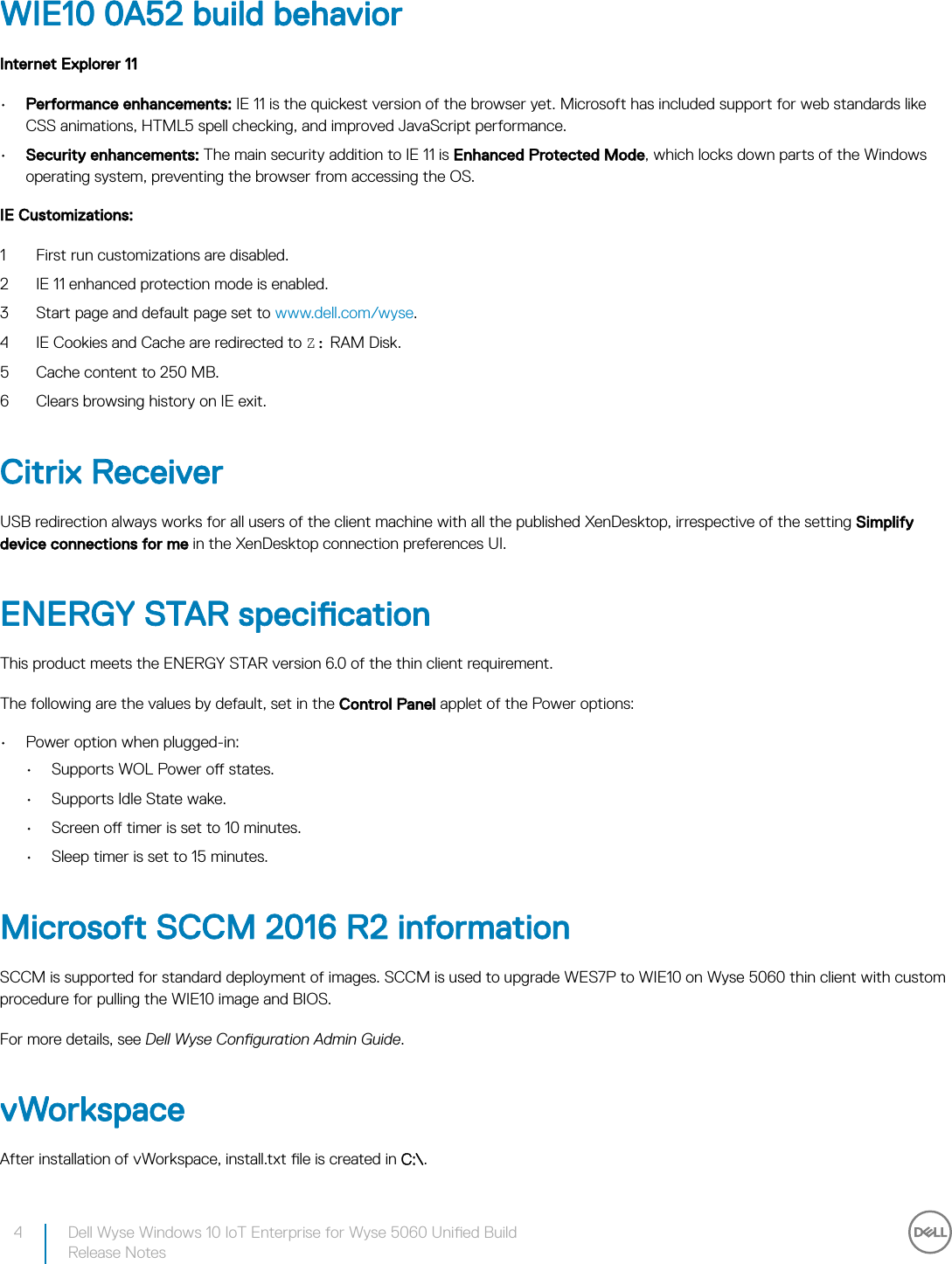 Page 4 of 12 - Dell Wyse-5060-thin-client Wyse Windows 10 IoT Enterprise For 5060 Unified Build Release Notes User Manual  - Io T Notes7 En-us