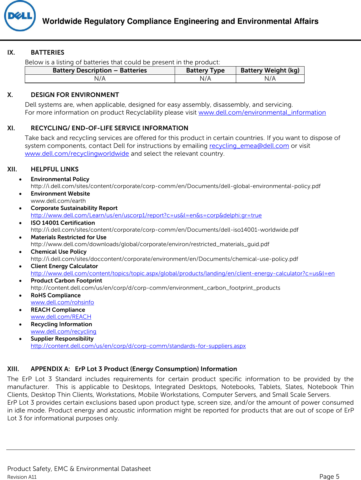 Page 5 of 6 - Dell Wyse-7030-zero-client Product Safety, EMC And Environmental Datasheet User Manual  - Regulatory Wyse 7030,292d, 292e,n A,dell