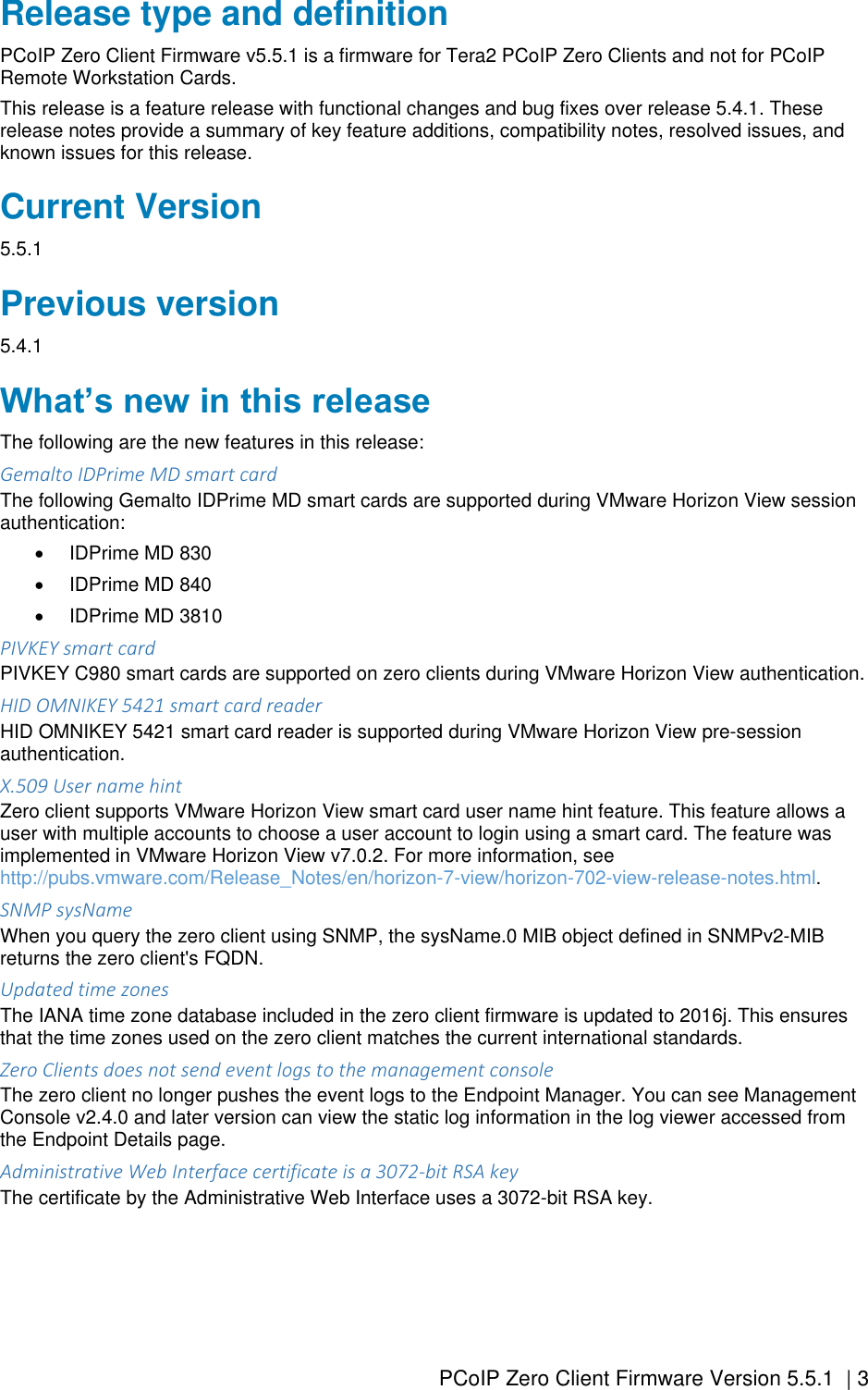Page 3 of 9 - Dell Wyse-7030-zero-client PCoIP Zero Client Firmware Version 5.5.1 Release Notes User Manual  - PCo IP Release-notes1 En-us