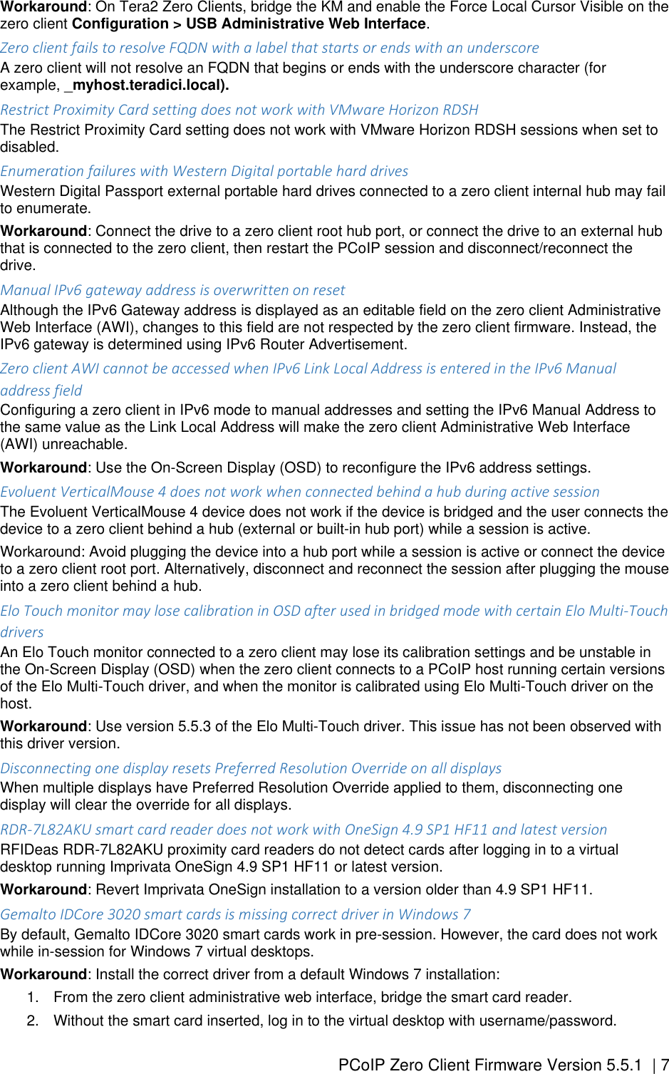 Page 7 of 9 - Dell Wyse-7030-zero-client PCoIP Zero Client Firmware Version 5.5.1 Release Notes User Manual  - PCo IP Release-notes1 En-us