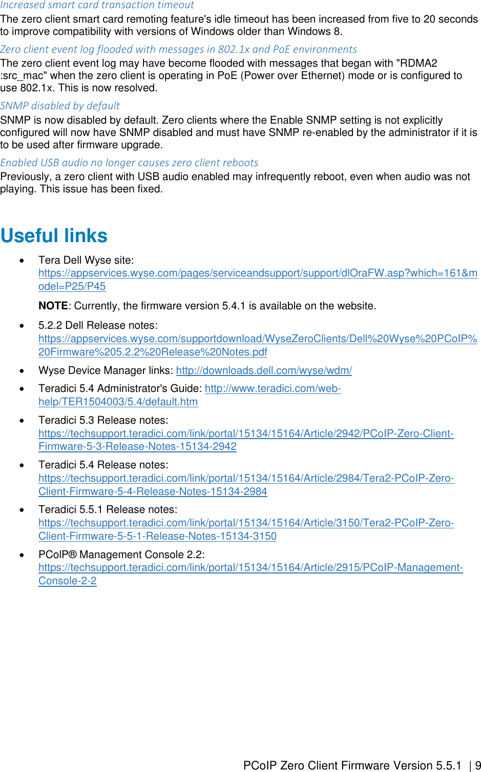 Page 9 of 9 - Dell Wyse-7030-zero-client PCoIP Zero Client Firmware Version 5.5.1 Release Notes User Manual  - PCo IP Release-notes1 En-us