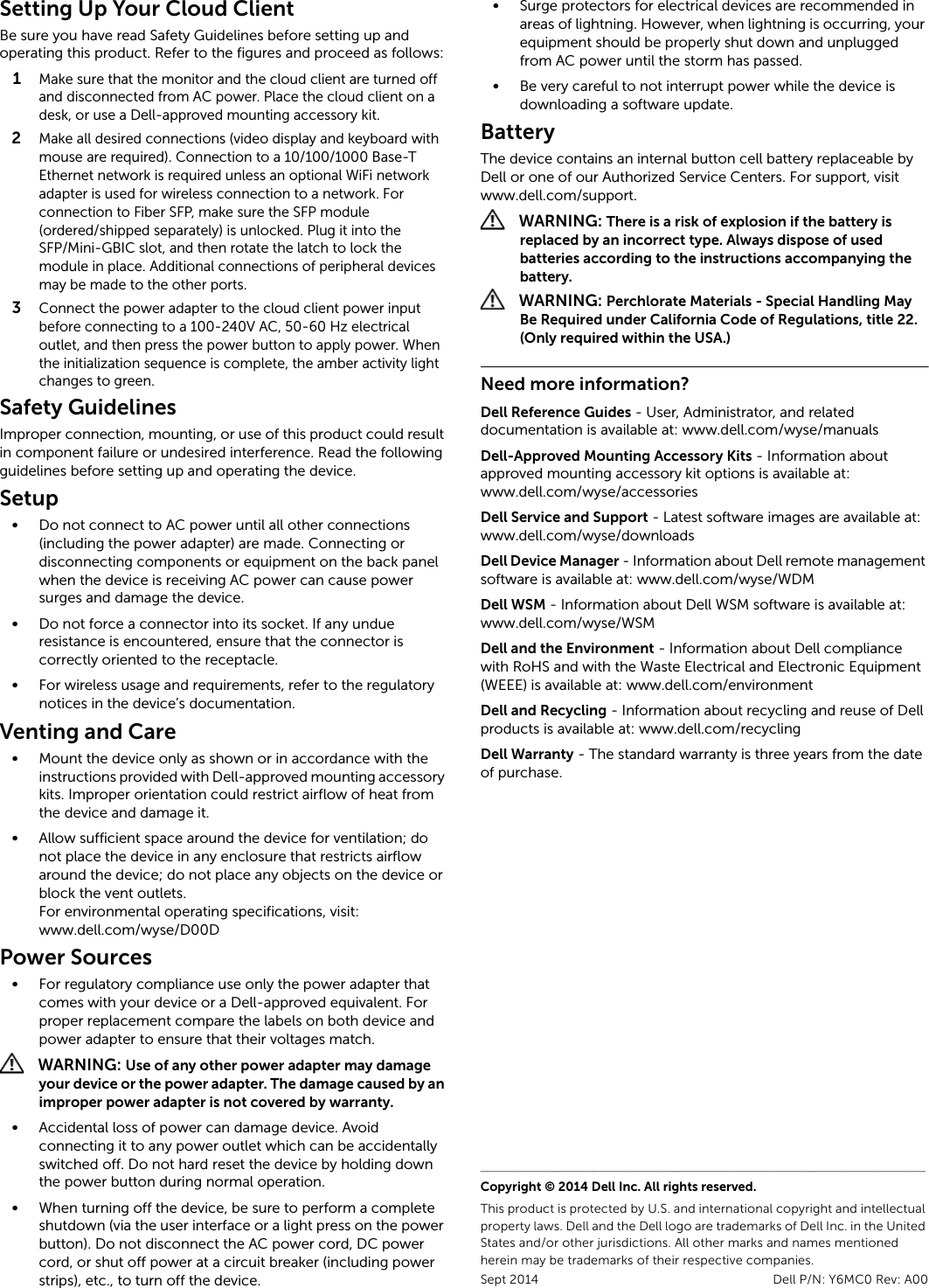 Page 3 of 6 - Dell Wyse-d00dx Wyse 5012/5290 (D Class Cloud Clients, L Dx0D) Schnellstart-Handbuch User Manual Weitere Dokumente - 5012 5290 Qsg De-de