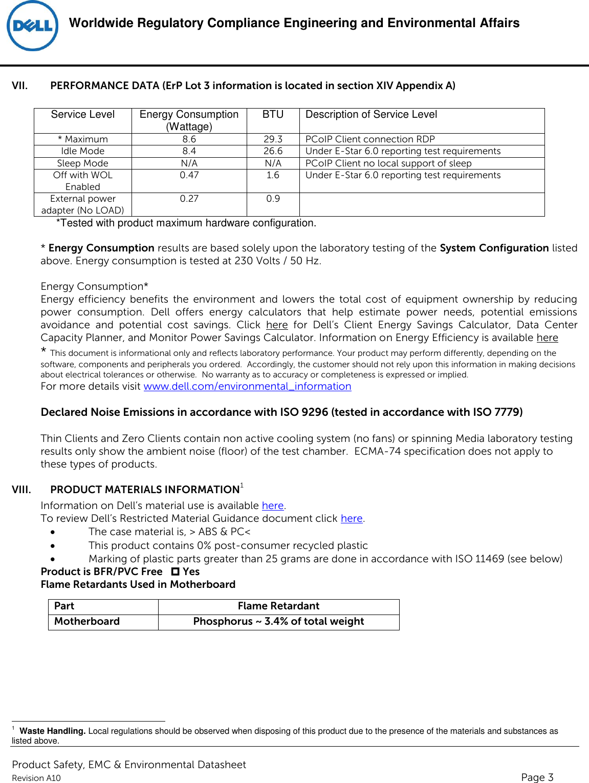 Page 3 of 6 - Dell Wyse-p25 Product Safety, EMC And Environmental Datasheet User Manual  - Regulatory Wyse 5030 Pcoip Zero Client,pxnyyyy,n A,dell