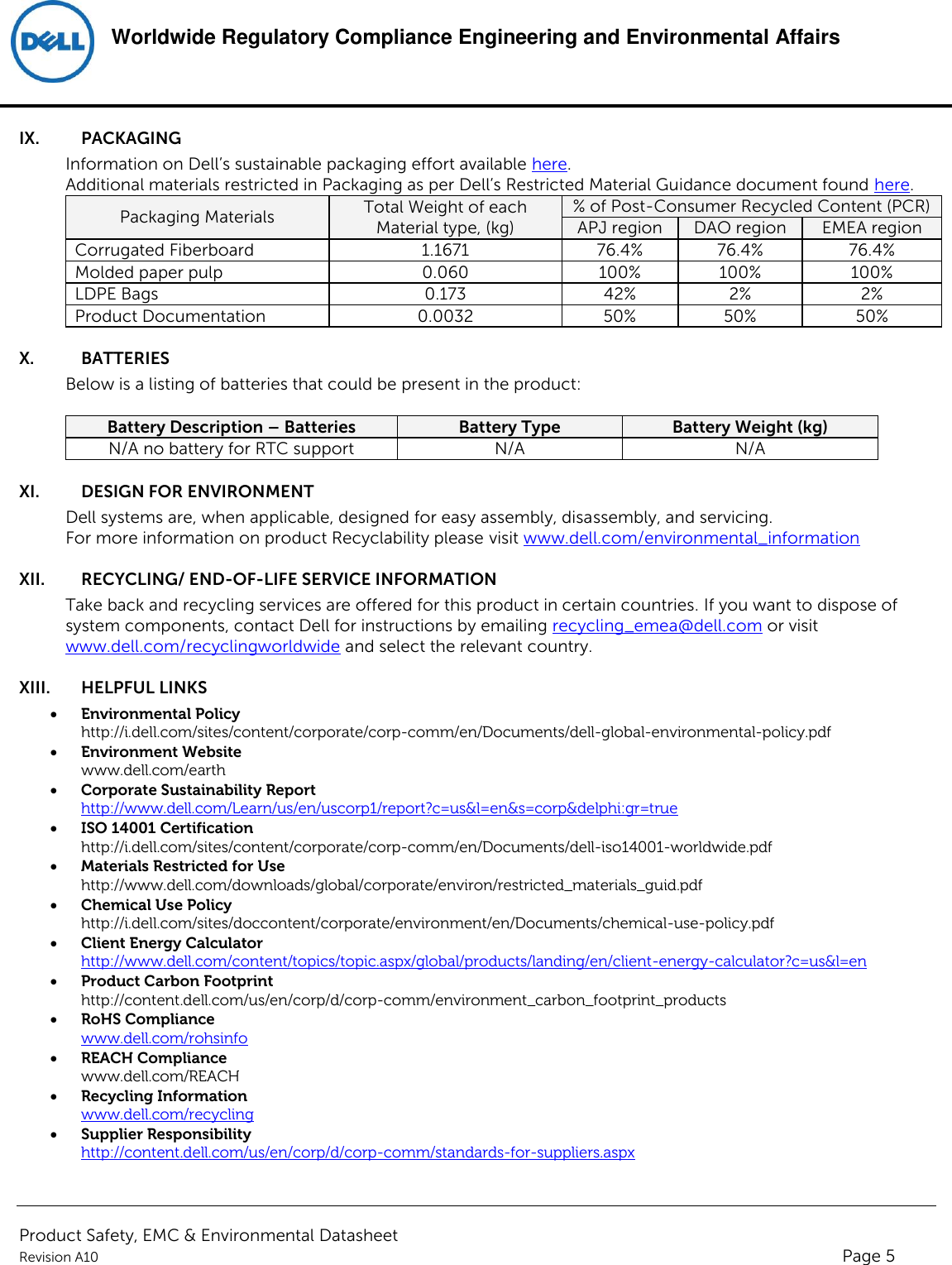 Page 5 of 6 - Dell Wyse-p25 Product Safety, EMC And Environmental Datasheet User Manual  - Regulatory Wyse 5030 Pcoip Zero Client,pxnyyyy,n A,dell