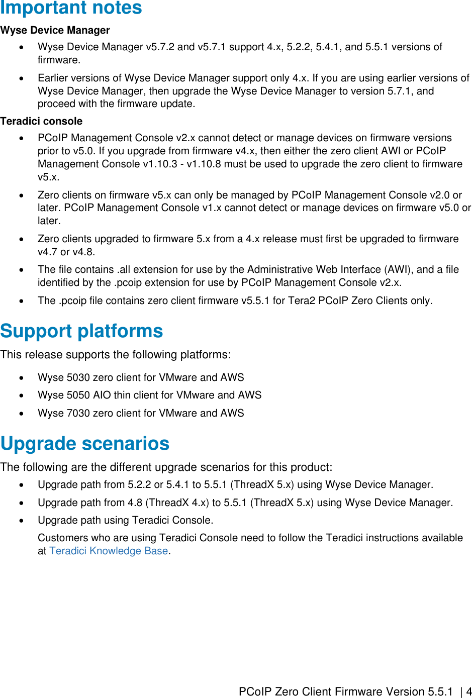 Page 4 of 9 - Dell Wyse-p25 PCoIP Zero Client Firmware Version 5.5.1 Release Notes User Manual  - PCo IP Release-notes En-us