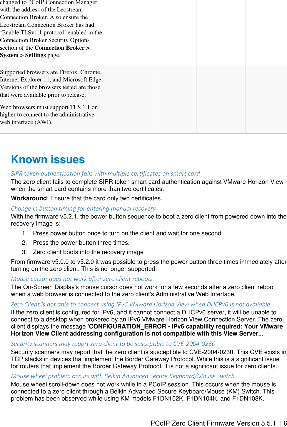 Page 6 of 9 - Dell Wyse-p25 PCoIP Zero Client Firmware Version 5.5.1 Release Notes User Manual  - PCo IP Release-notes En-us