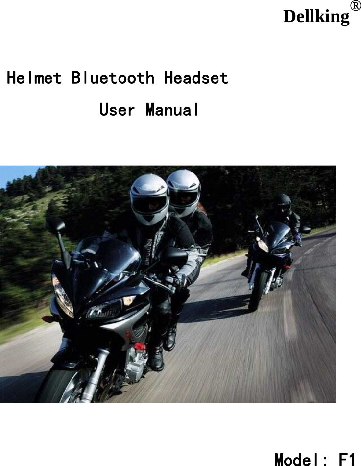                                      Dellking®               Helmet Bluetooth Headset                   User Manual                                                              Model: F1                  