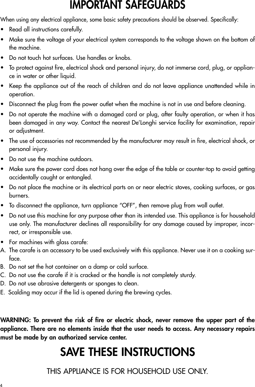 Page 1 of 6 - Delonghi Delonghi-14-Cup-Coffee-Maker-Dc514T-Instruction-Manual- GB  Delonghi-14-cup-coffee-maker-dc514t-instruction-manual