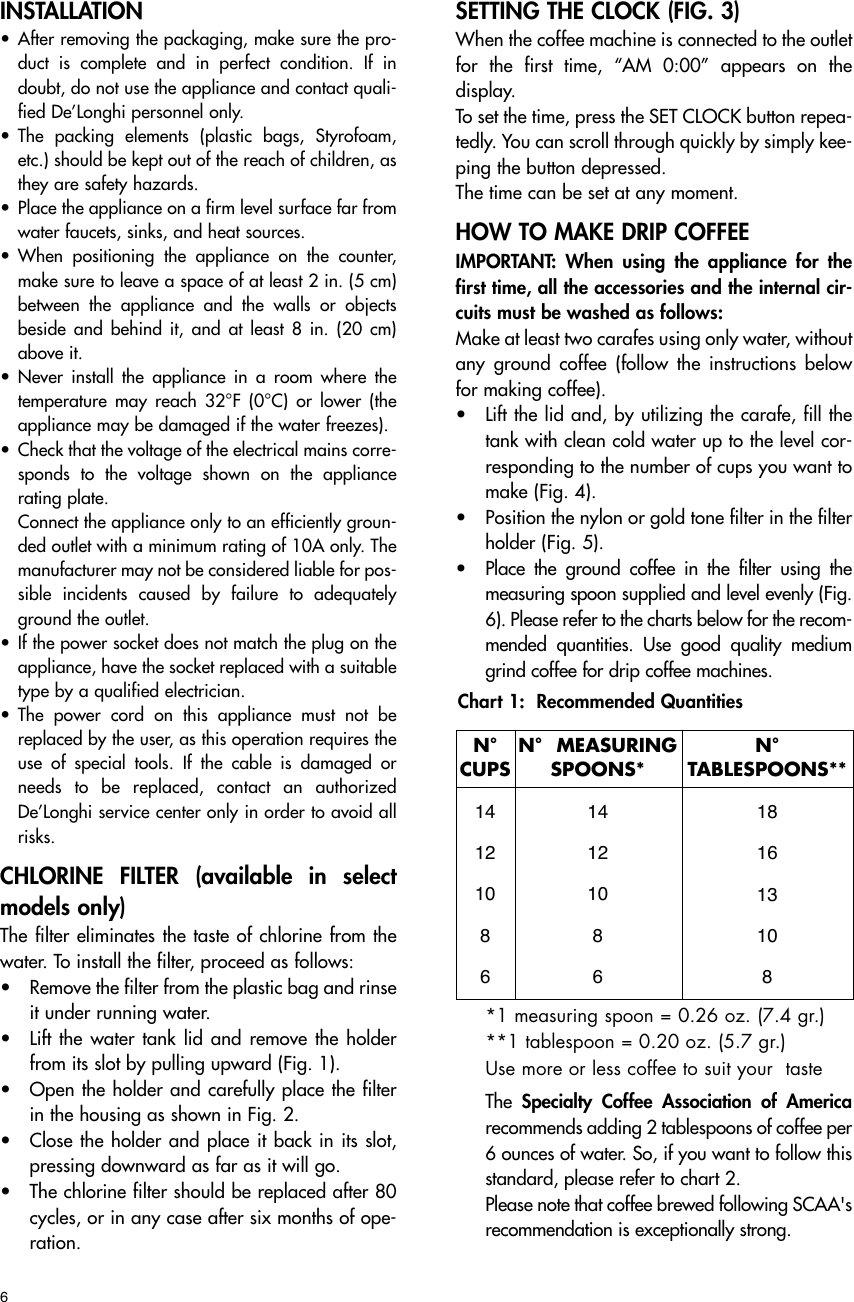 Page 3 of 6 - Delonghi Delonghi-14-Cup-Coffee-Maker-Dc514T-Instruction-Manual- GB  Delonghi-14-cup-coffee-maker-dc514t-instruction-manual