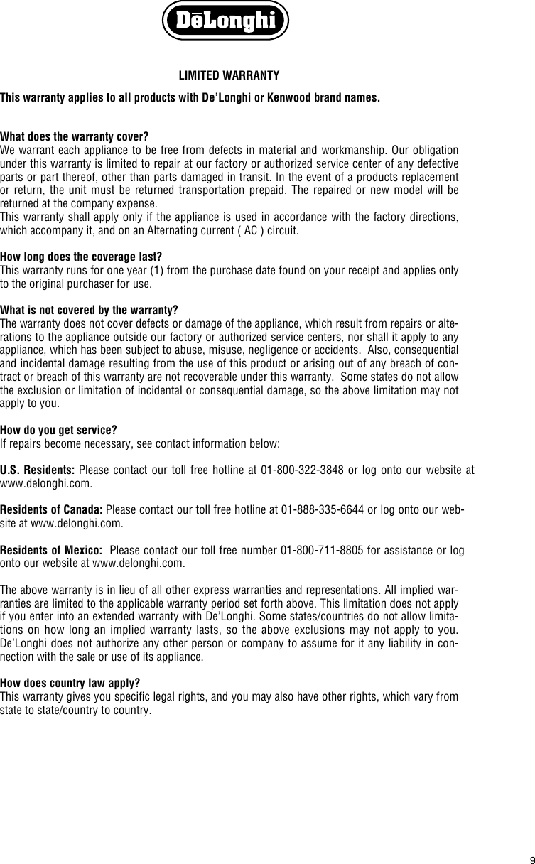 Page 6 of 6 - Delonghi Delonghi-14-Cup-Coffee-Maker-Dc514T-Instruction-Manual- GB  Delonghi-14-cup-coffee-maker-dc514t-instruction-manual