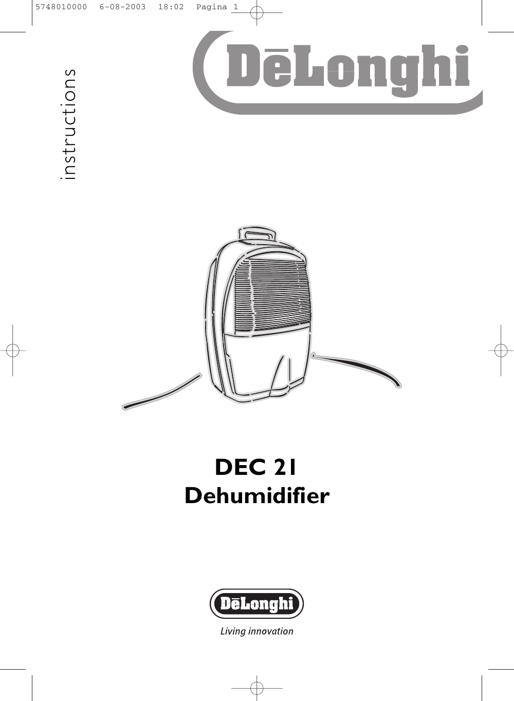 Page 1 of 12 - Delonghi Delonghi-21-Dec-Users-Manual- 5748010000  Delonghi-21-dec-users-manual