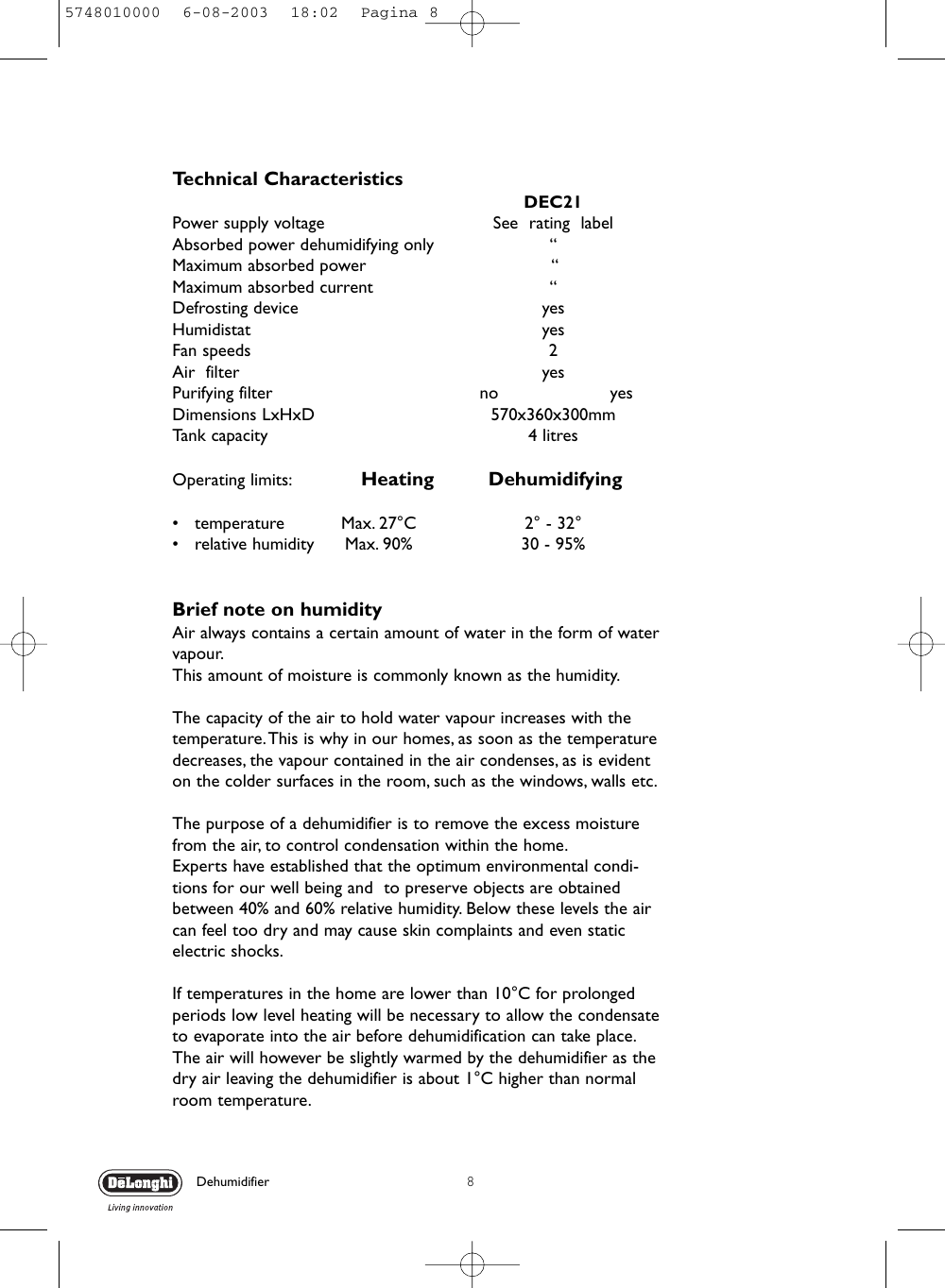 Page 8 of 12 - Delonghi Delonghi-21-Dec-Users-Manual- 5748010000  Delonghi-21-dec-users-manual