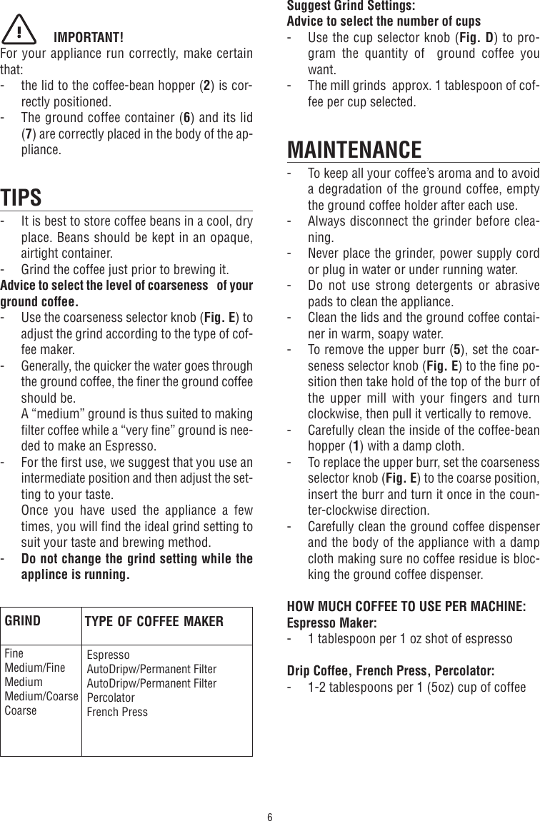 Page 3 of 5 - Delonghi Delonghi-Burr-Coffee-Grinder-Kg89-Instruction-Manual-Introduction- GB- 1771015IDL  Delonghi-burr-coffee-grinder-kg89-instruction-manual-introduction