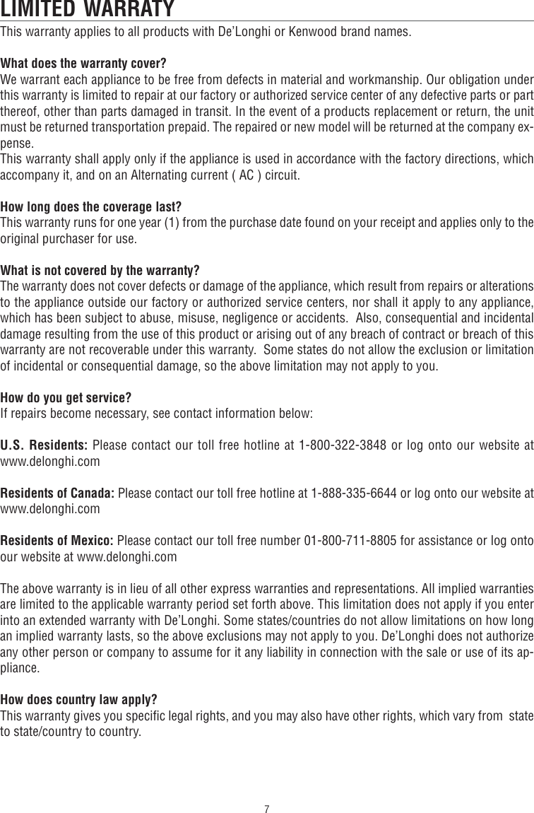 Delonghi Coffee Grinder Kg49 Instruction Manual GB 1771007IDL