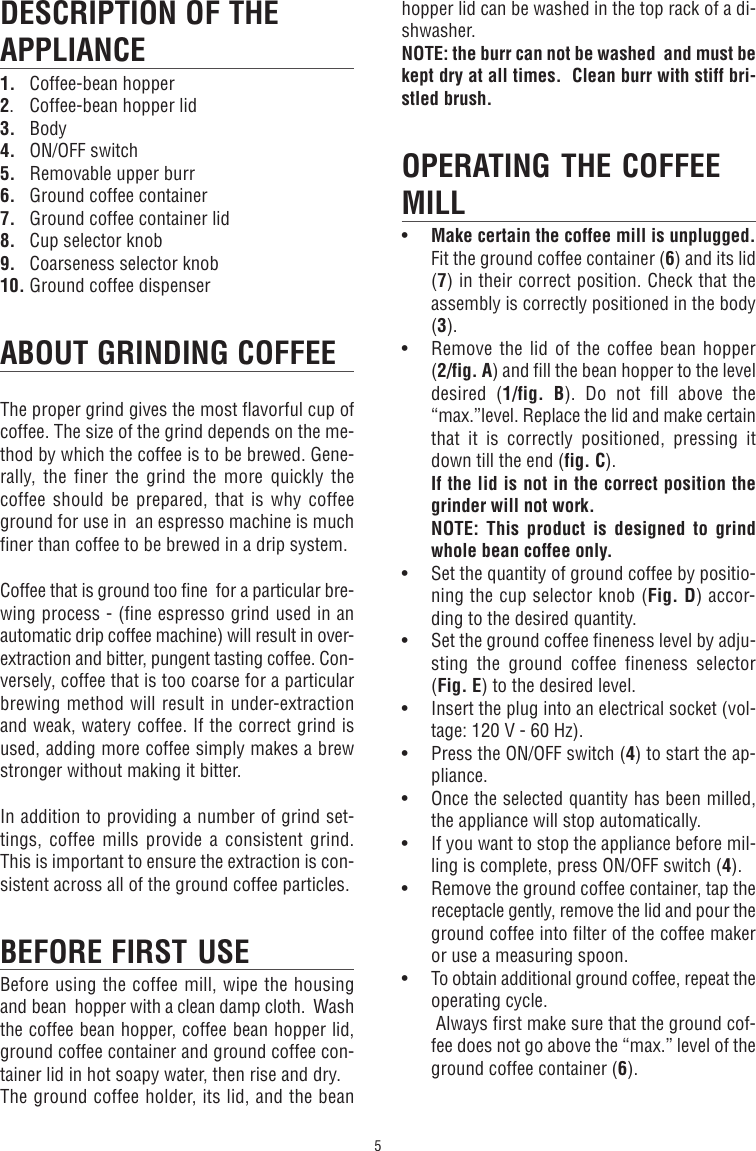 Page 5 of 9 - Delonghi Delonghi-Coffeemaker-Kg-79-89-Users-Manual- GB-1771007IDL  Delonghi-coffeemaker-kg-79-89-users-manual