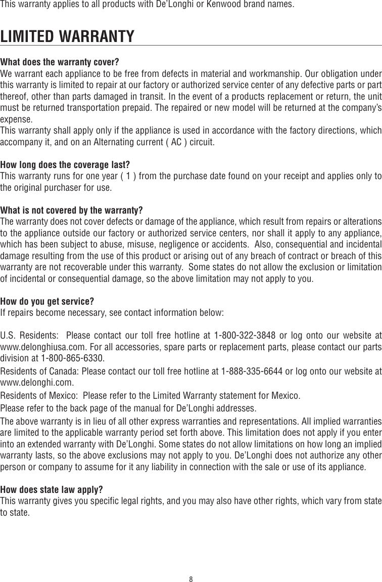 Page 8 of 9 - Delonghi Delonghi-Coffeemaker-Kg-79-89-Users-Manual- GB-1771007IDL  Delonghi-coffeemaker-kg-79-89-users-manual