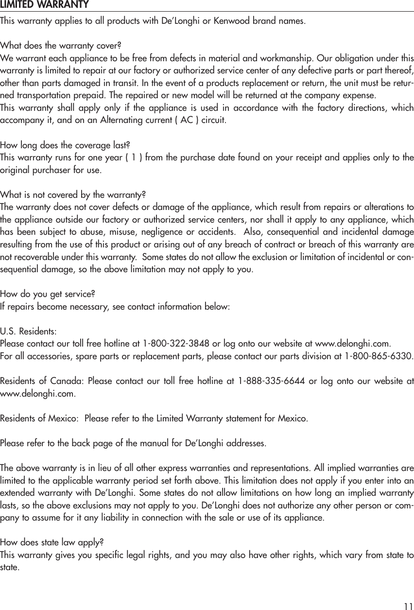 Page 11 of 11 - Delonghi Delonghi-D14527Dz-Users-Manual- A2-419IDL  Delonghi-d14527dz-users-manual
