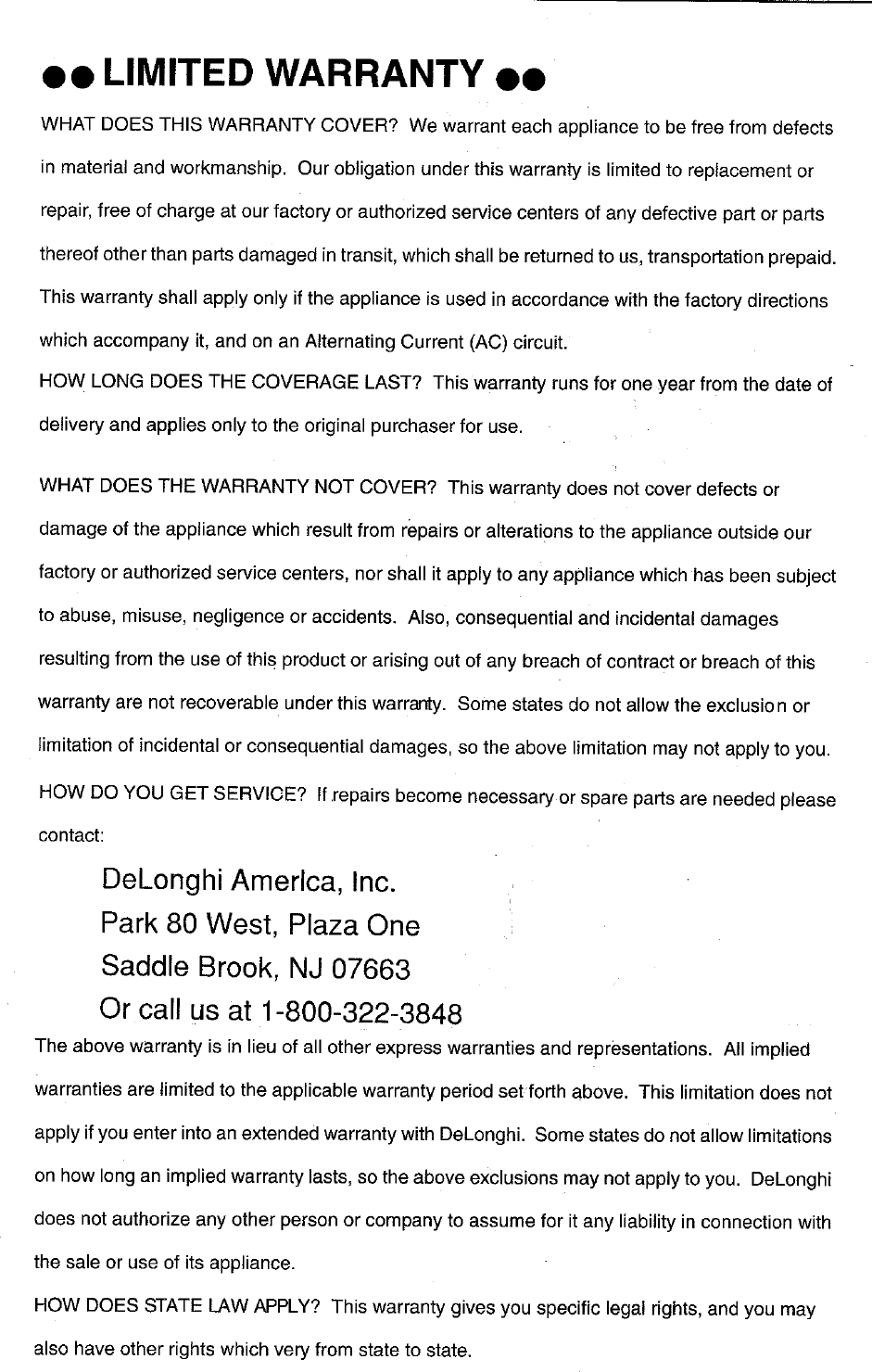 Page 12 of 12 - Delonghi Delonghi-Dc76T-Users-Manual-  Presentation Delonghi-dc76t-users-manual