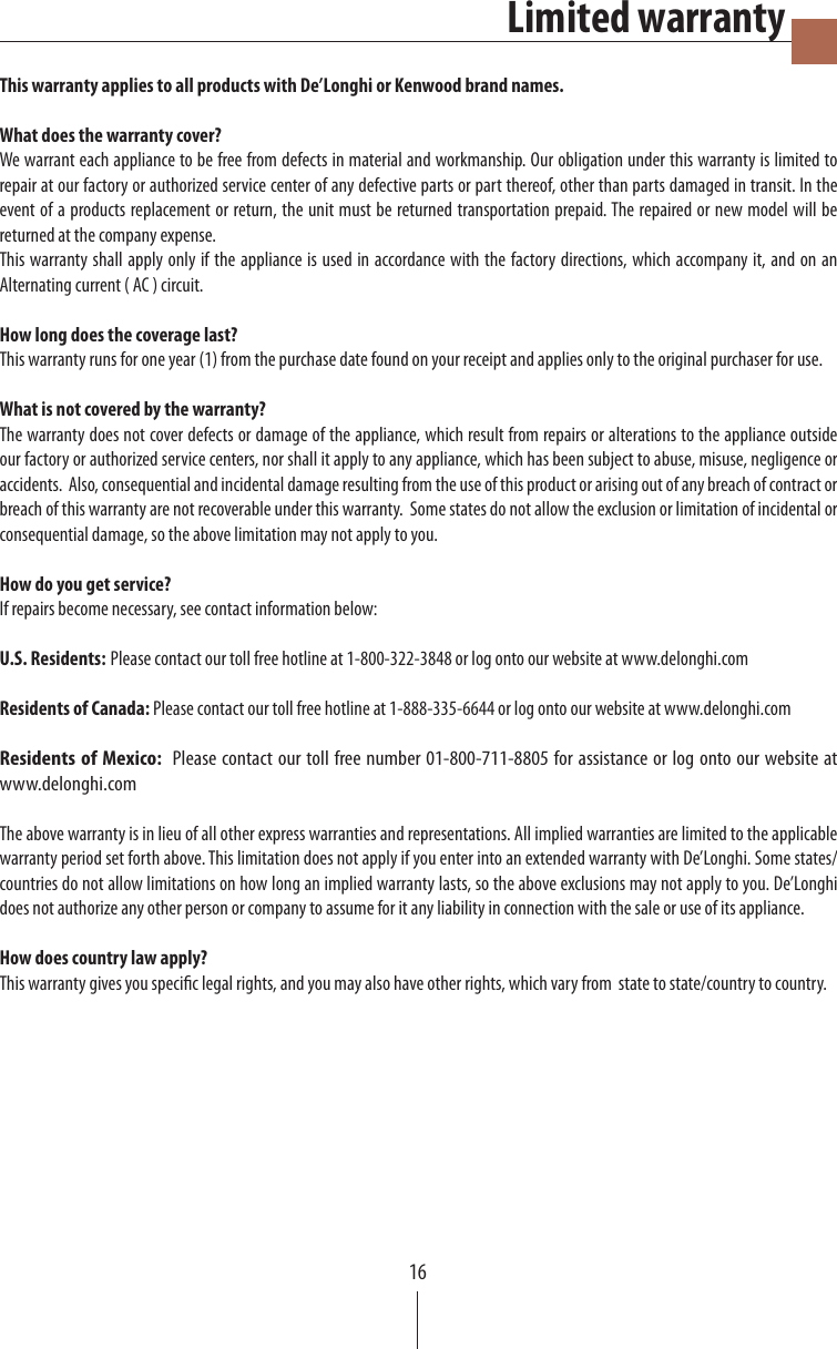 Page 11 of 11 - Delonghi Delonghi-Dedica-Cappuccino-Ec-860-M-Instruction-Manual- Delonghi-dedica-cappuccino-ec-860-m-instruction-manual
