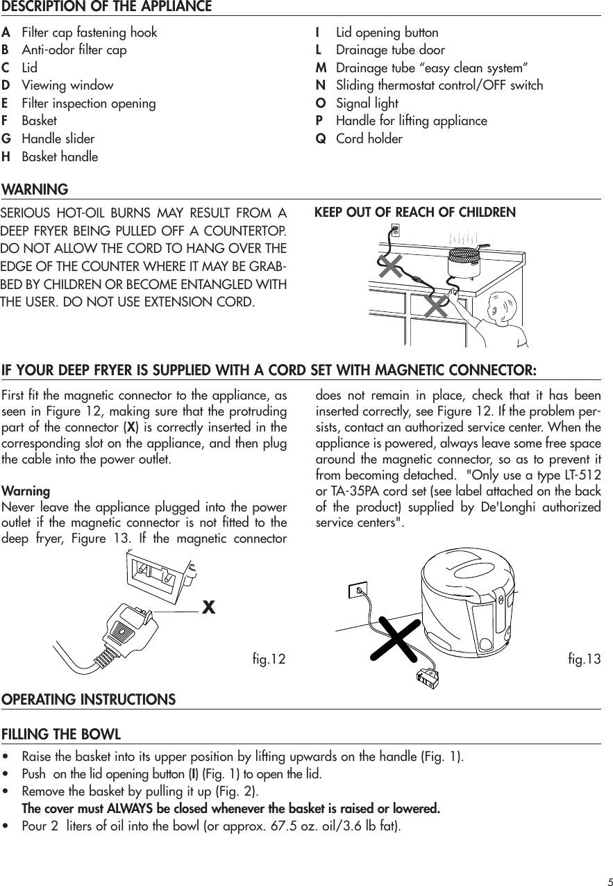 Delonghi Deep Fryer D677Ux Instruction Manual EN 5712510261