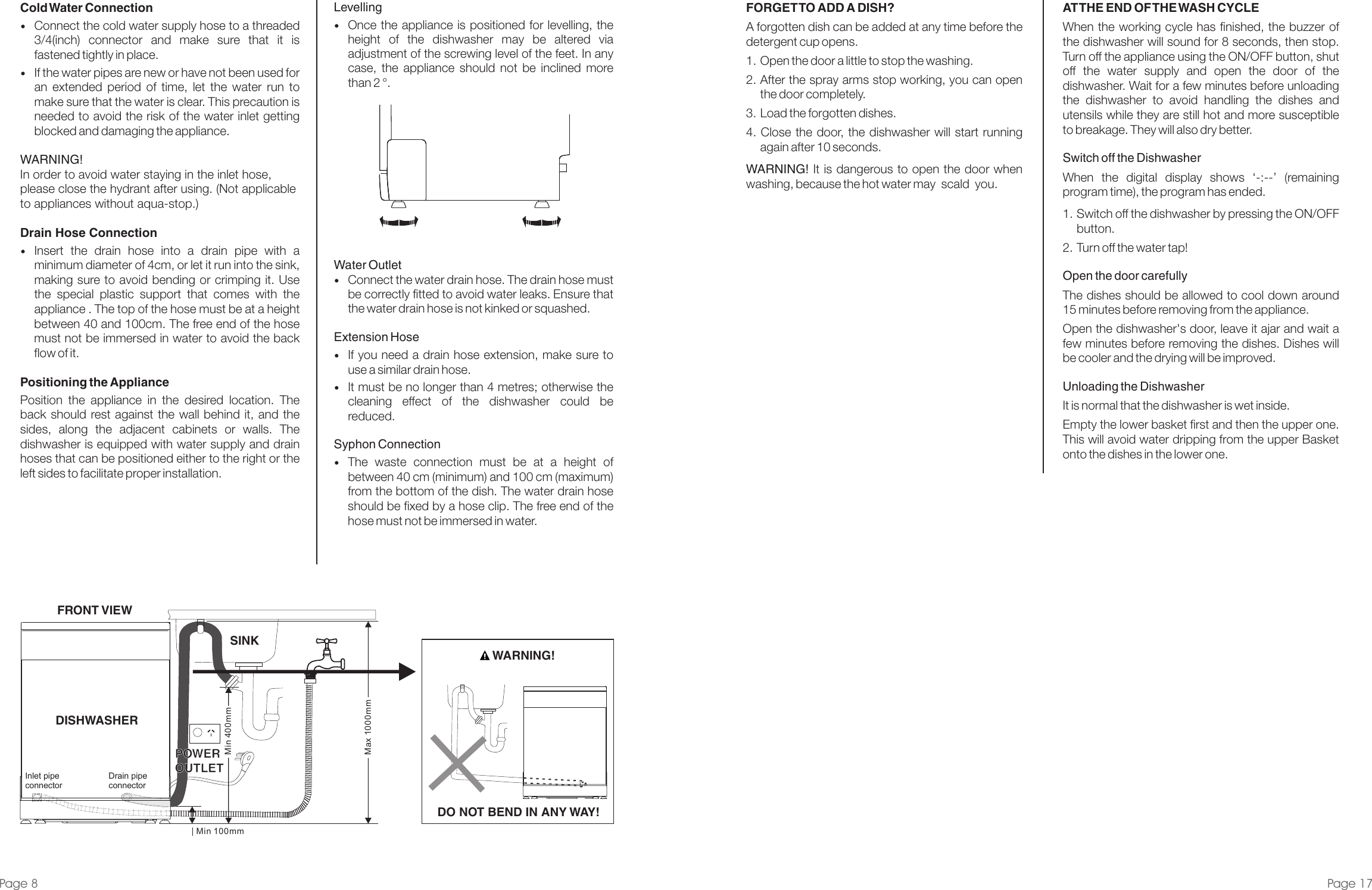 Page 8 of 12 - Delonghi Delonghi-Dishwasher-Dedw875-Users-Manual- Dishwasher DEDW87S - Ins Manual  Delonghi-dishwasher-dedw875-users-manual