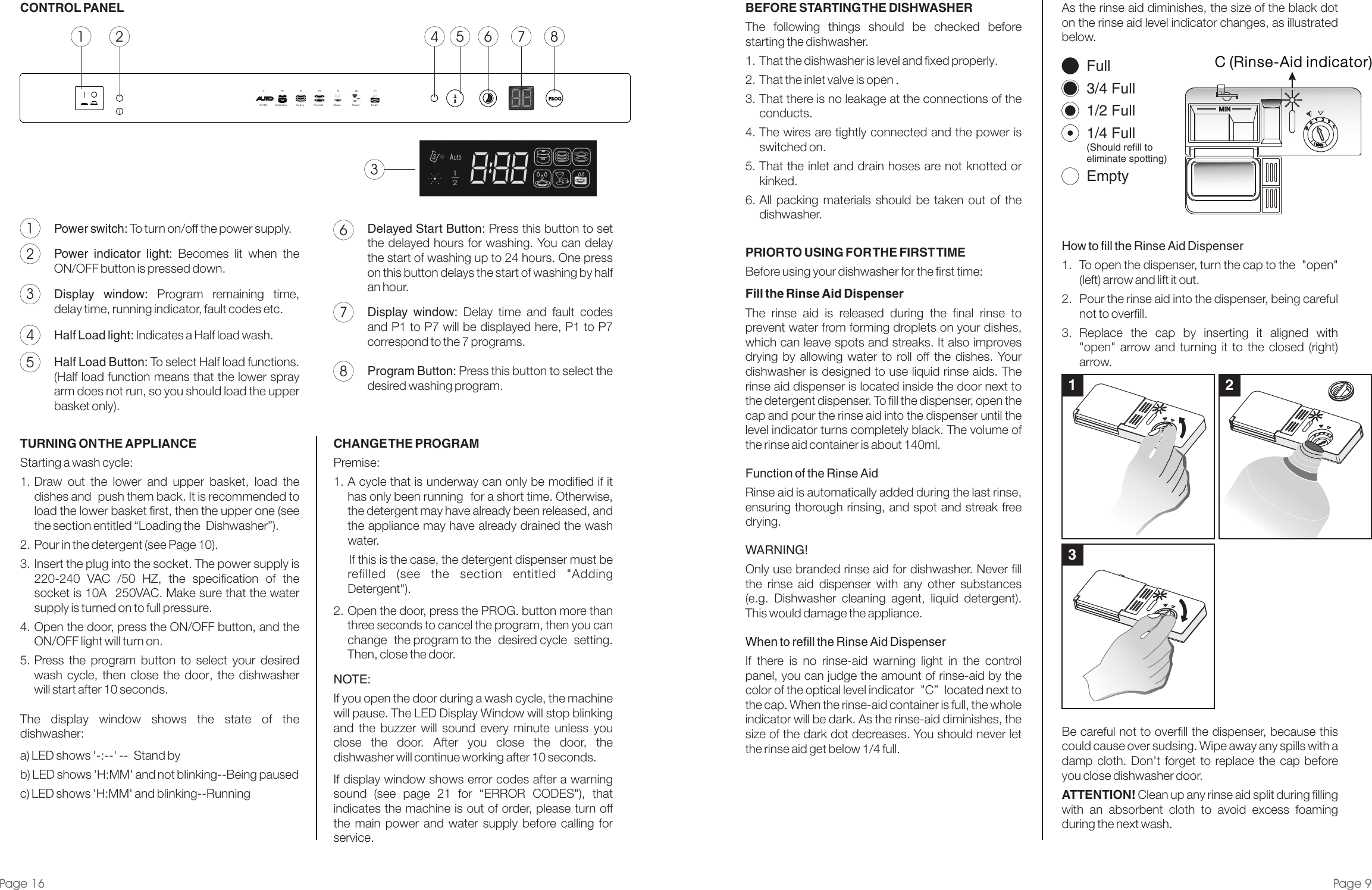 Page 9 of 12 - Delonghi Delonghi-Dishwasher-Dedw875-Users-Manual- Dishwasher DEDW87S - Ins Manual  Delonghi-dishwasher-dedw875-users-manual