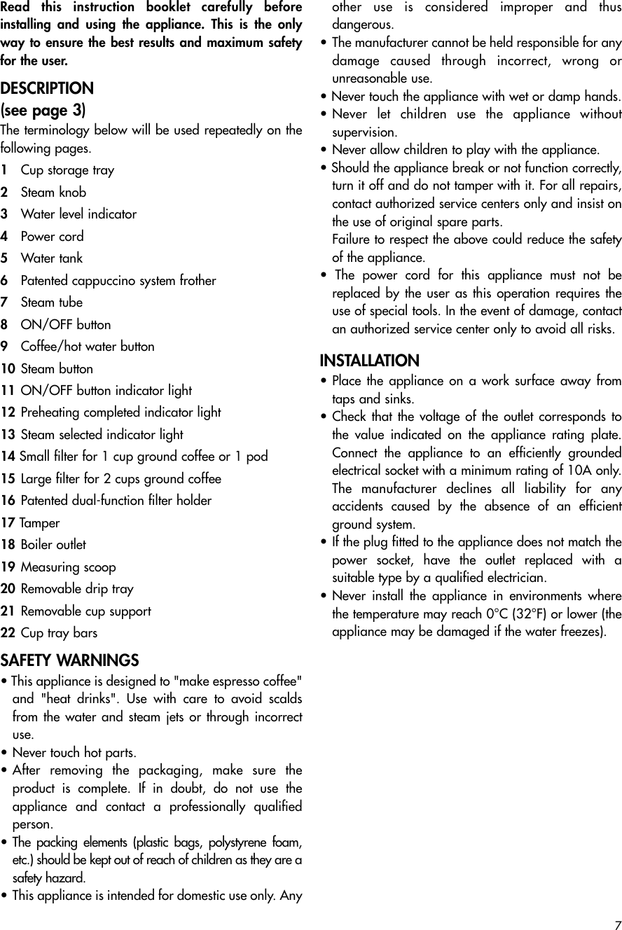 Page 2 of 7 - Delonghi Delonghi-Ec-702-Instruction-Manual- GB  Delonghi-ec-702-instruction-manual
