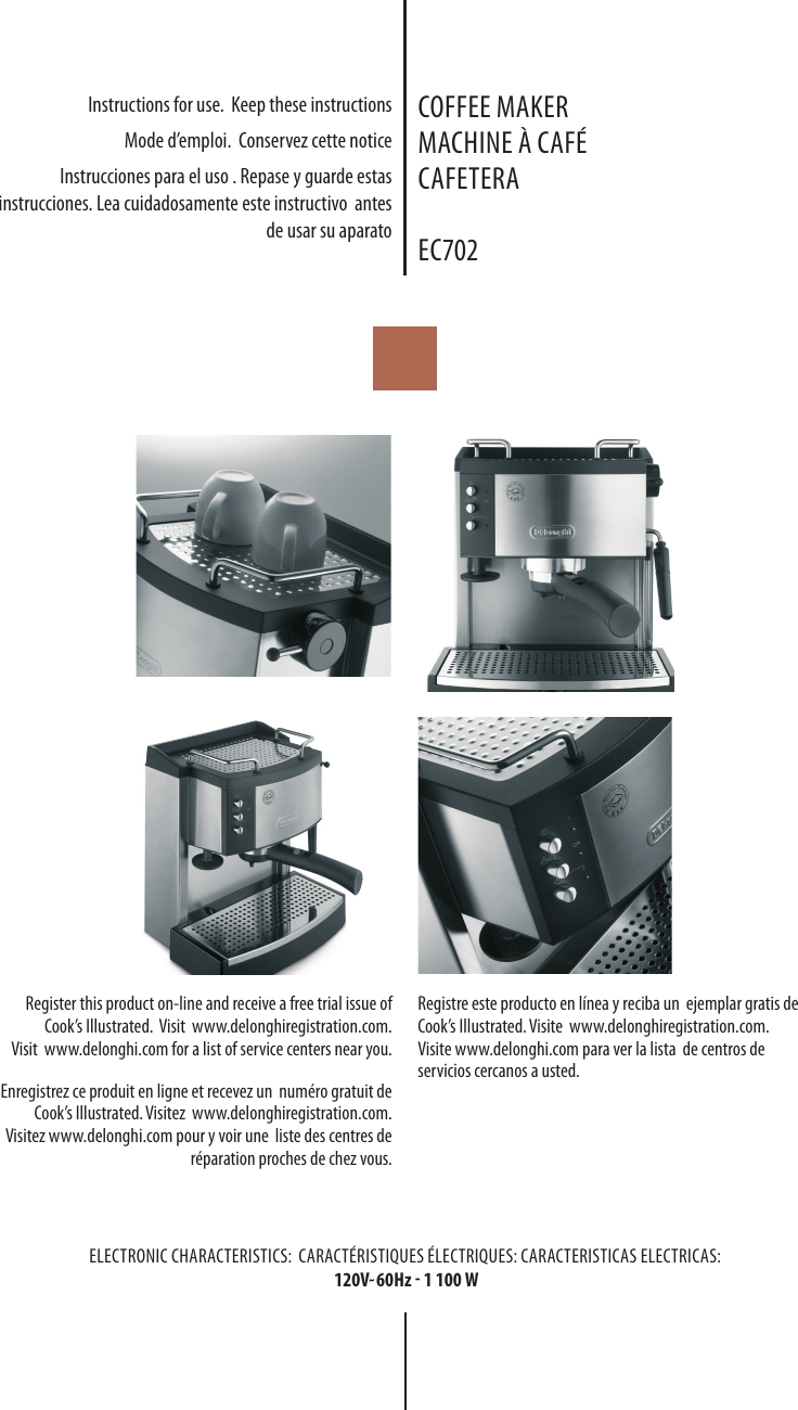 Page 2 of 6 - Delonghi Delonghi-Ec-702-Instruction-Manual-Introduction-  Delonghi-ec-702-instruction-manual-introduction