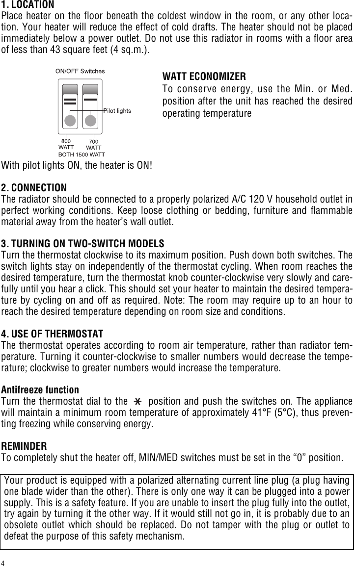 Page 4 of 6 - Delonghi Delonghi-Electric-Heater-Trh0715Sh-Users-Manual- EN- 5710810461  Delonghi-electric-heater-trh0715sh-users-manual