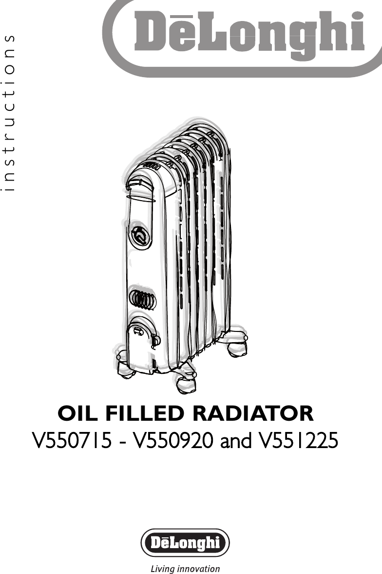 Page 1 of 7 - Delonghi Delonghi-Electric-Heater-V550715-Users-Manual- GB-5710910011  Delonghi-electric-heater-v550715-users-manual