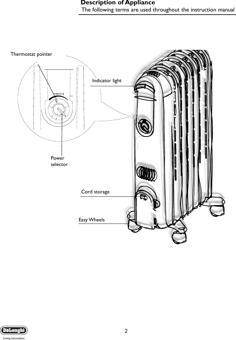 Page 2 of 7 - Delonghi Delonghi-Electric-Heater-V550715-Users-Manual- GB-5710910011  Delonghi-electric-heater-v550715-users-manual