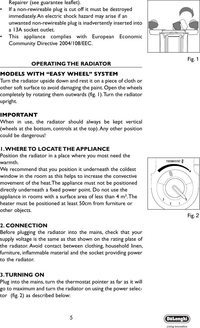 Page 5 of 7 - Delonghi Delonghi-Electric-Heater-V550715-Users-Manual- GB-5710910011  Delonghi-electric-heater-v550715-users-manual