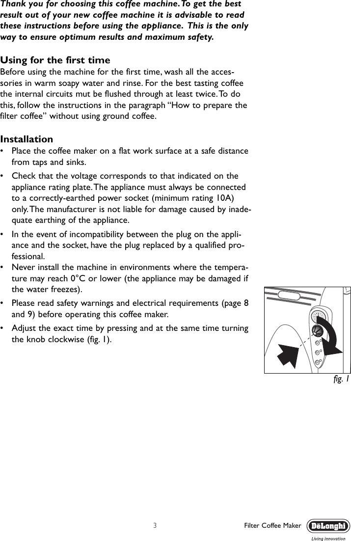 Page 3 of 9 - Delonghi Delonghi-Gb-500Idl-Owner-S-Manual ICM 100 UK