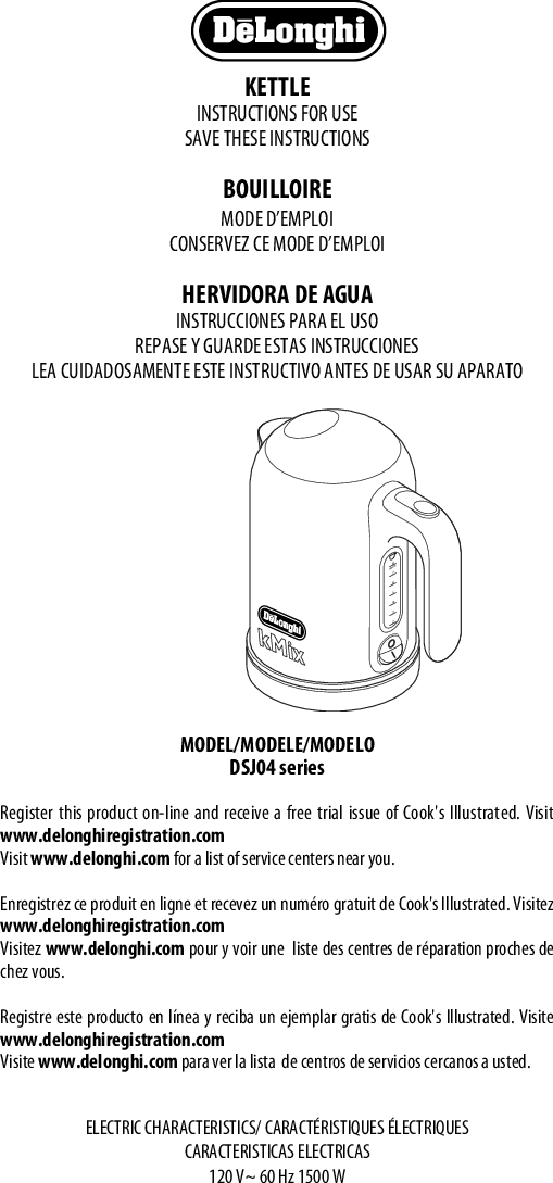 Page 2 of 6 - Delonghi Delonghi-Kmix-Dsj04-Bk-Instruction-Manual- EN- 40877  Delonghi-kmix-dsj04-bk-instruction-manual