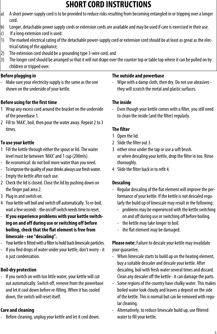 Page 5 of 6 - Delonghi Delonghi-Kmix-Dsj04-Bk-Instruction-Manual- EN- 40877  Delonghi-kmix-dsj04-bk-instruction-manual