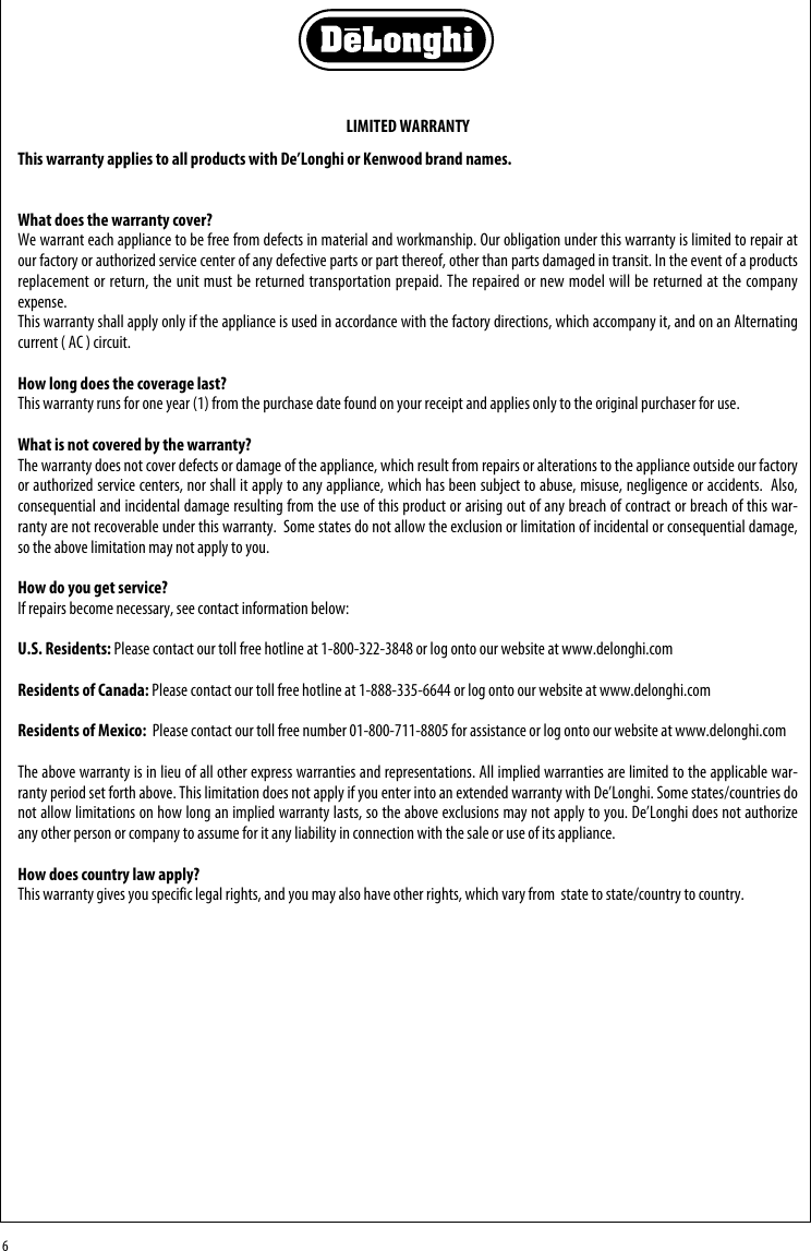 Page 6 of 6 - Delonghi Delonghi-Kmix-Dsj04-Bk-Instruction-Manual- EN- 40877  Delonghi-kmix-dsj04-bk-instruction-manual