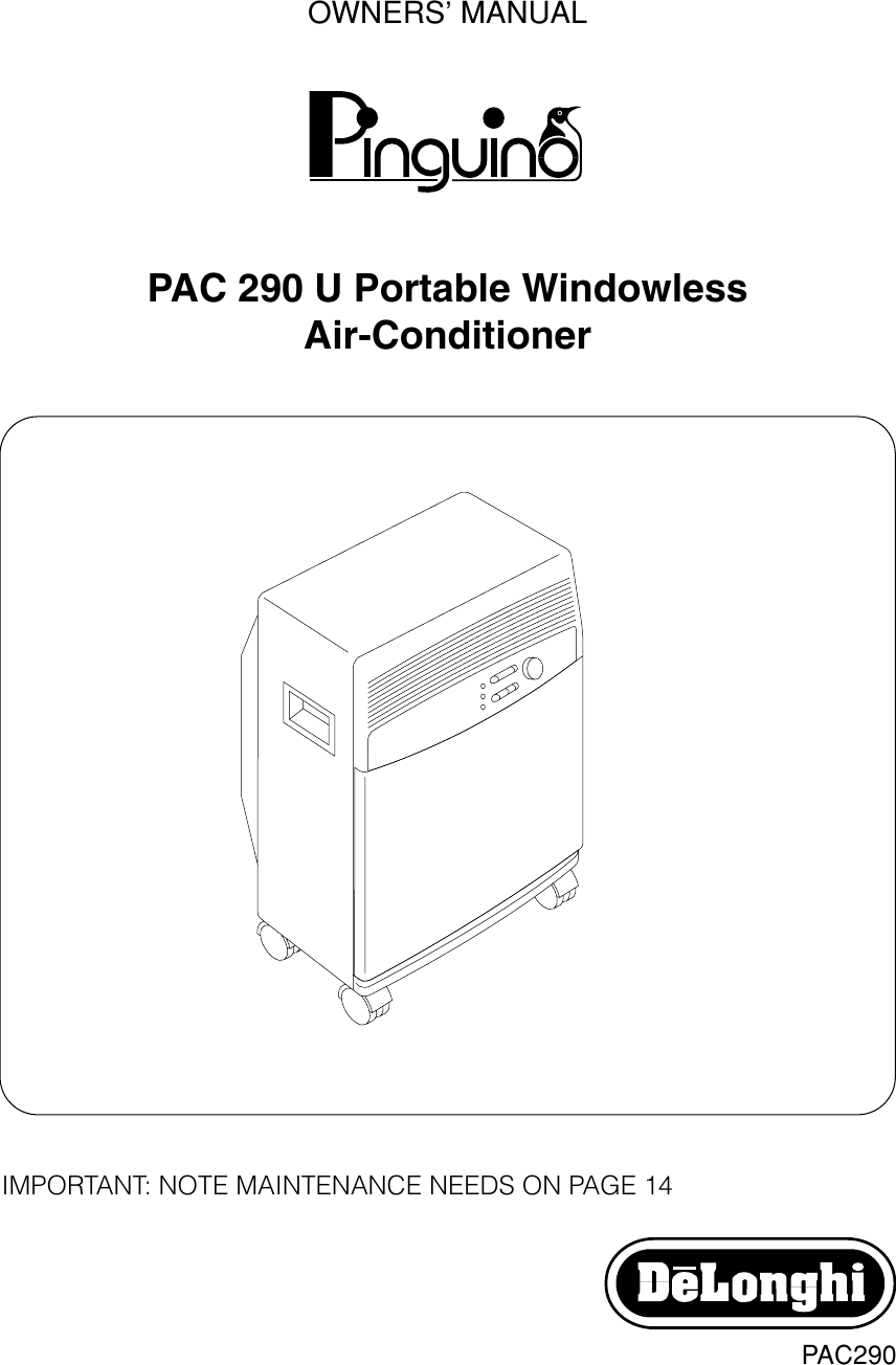 Delonghi Pac 290 U Users Manual PAC290