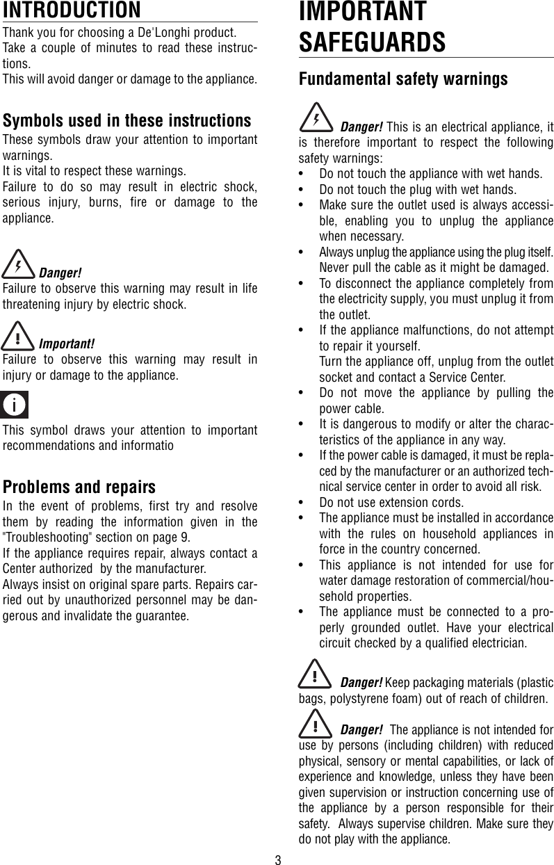 Delonghi Pump System Dd45Pe Instruction Manual GB 5714810341