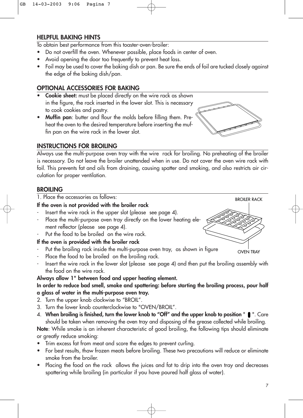 Page 7 of 10 - Delonghi Delonghi-Toaster-Oven-Broiler-Users-Manual- GB Delonghi-toaster-oven-broiler-users-manual
