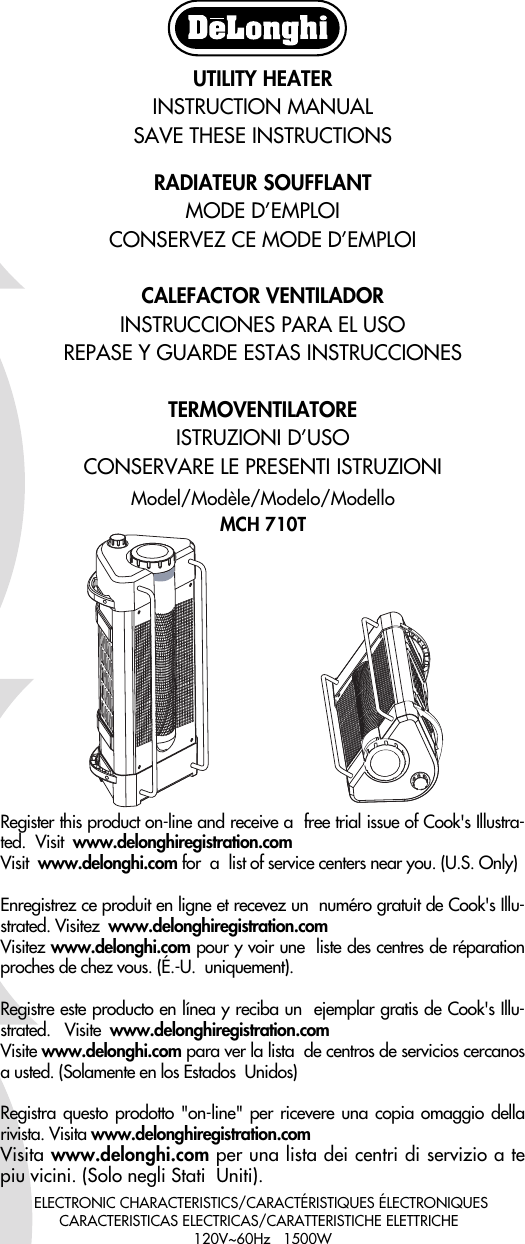 Delonghi Utility Heater Mch 710T Users Manual 5714013700