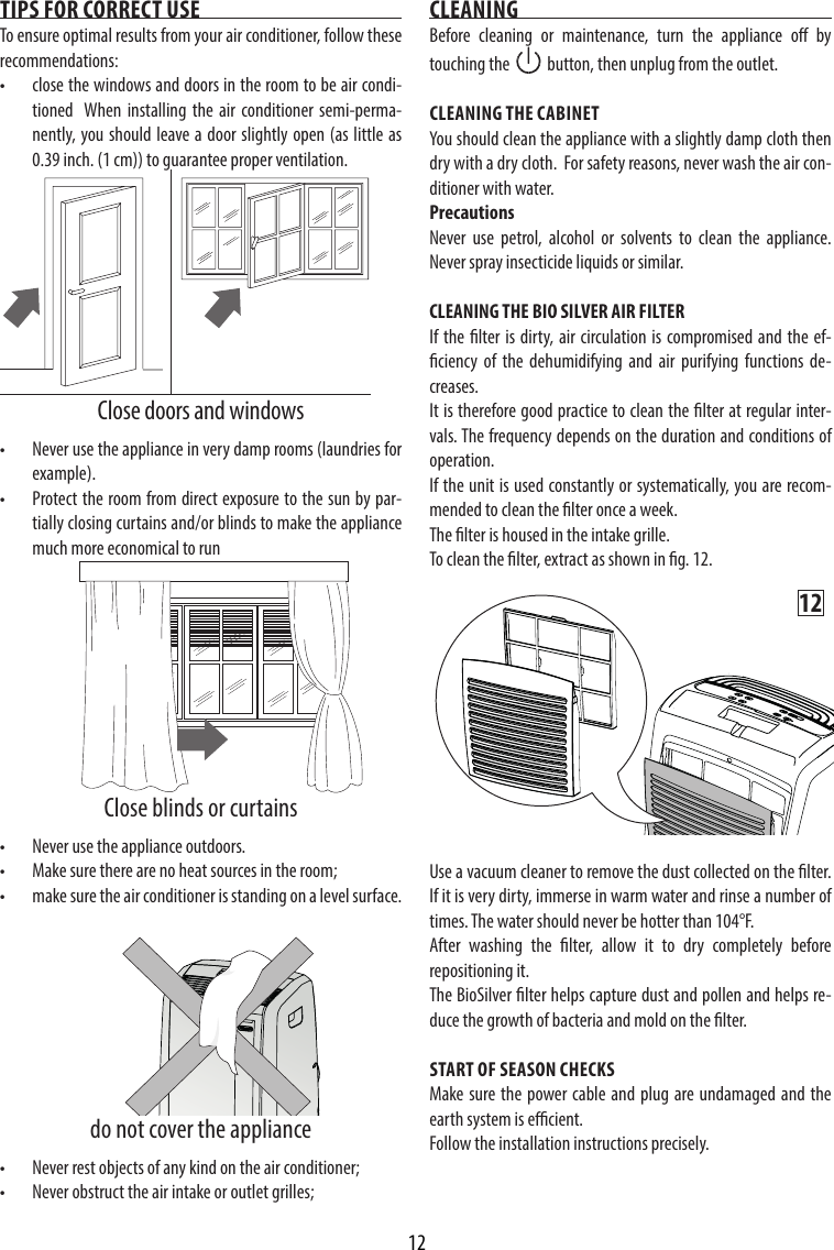 Delonghi Whisper Cool Pinguino Air To Pac An140Hpewc Instruction Manual