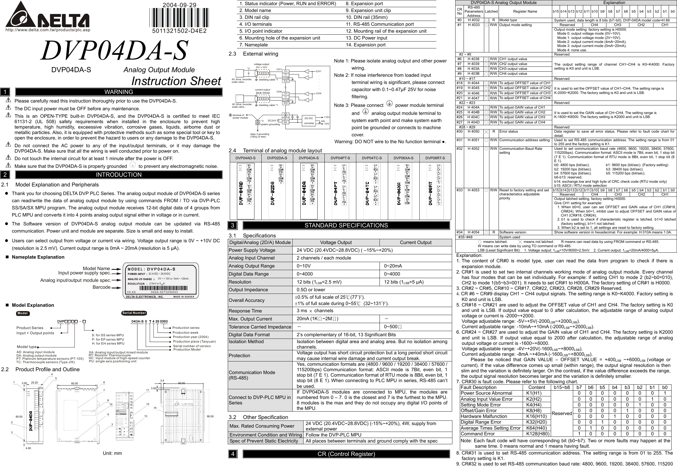 Page 1 of 2 - Delta-Electronics Delta-Electronics-Analog-Output-Module-Dvp04Da-S-Users-Manual 5011321502-04DA-S