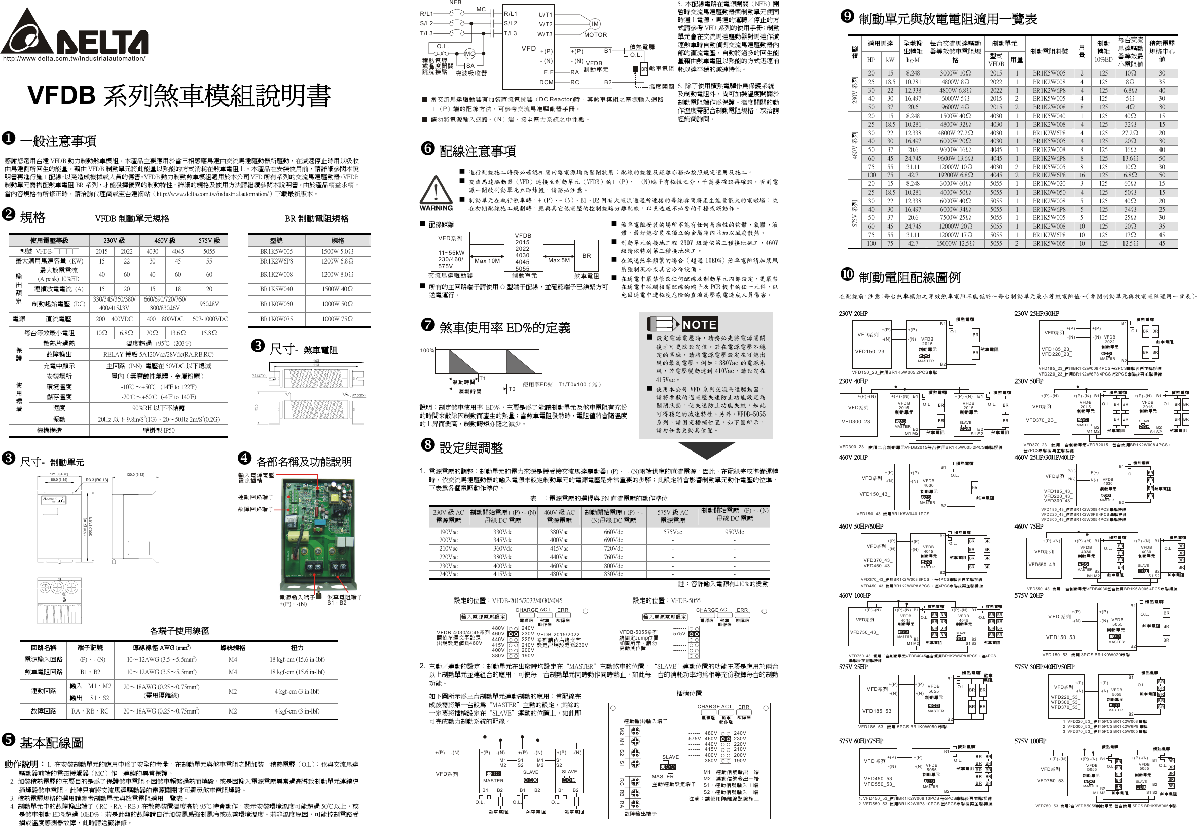 Delta Electronics Braking Modules Vfdb Series Users Manual Bm