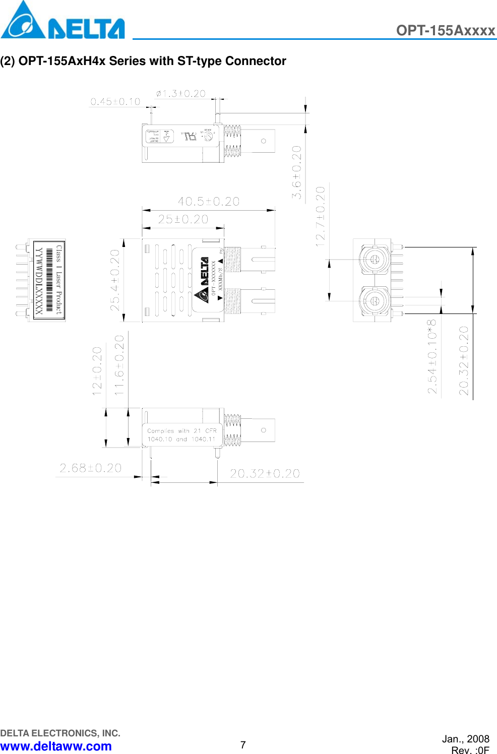 Page 7 of 9 - Delta-Electronics Delta-Electronics-Optical-Transceiver-Modules-Opt-155Axxxx-Users-Manual OPT-155A-0F