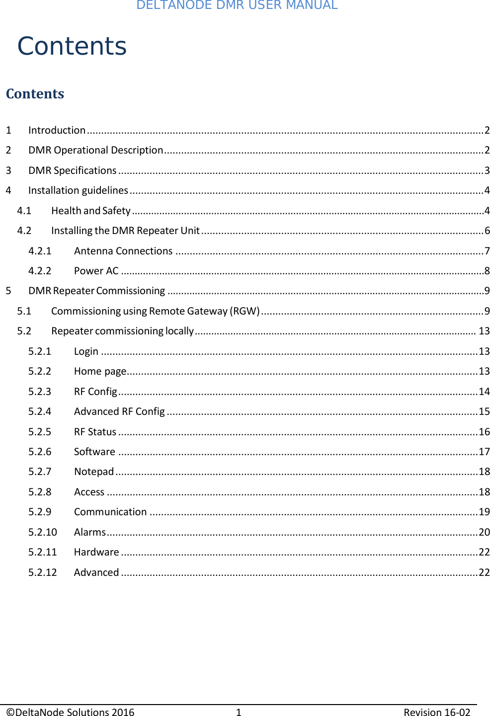 Page 2 of Deltanode Solutions DMR001 DMR400 Series Repeater Unit User Manual 