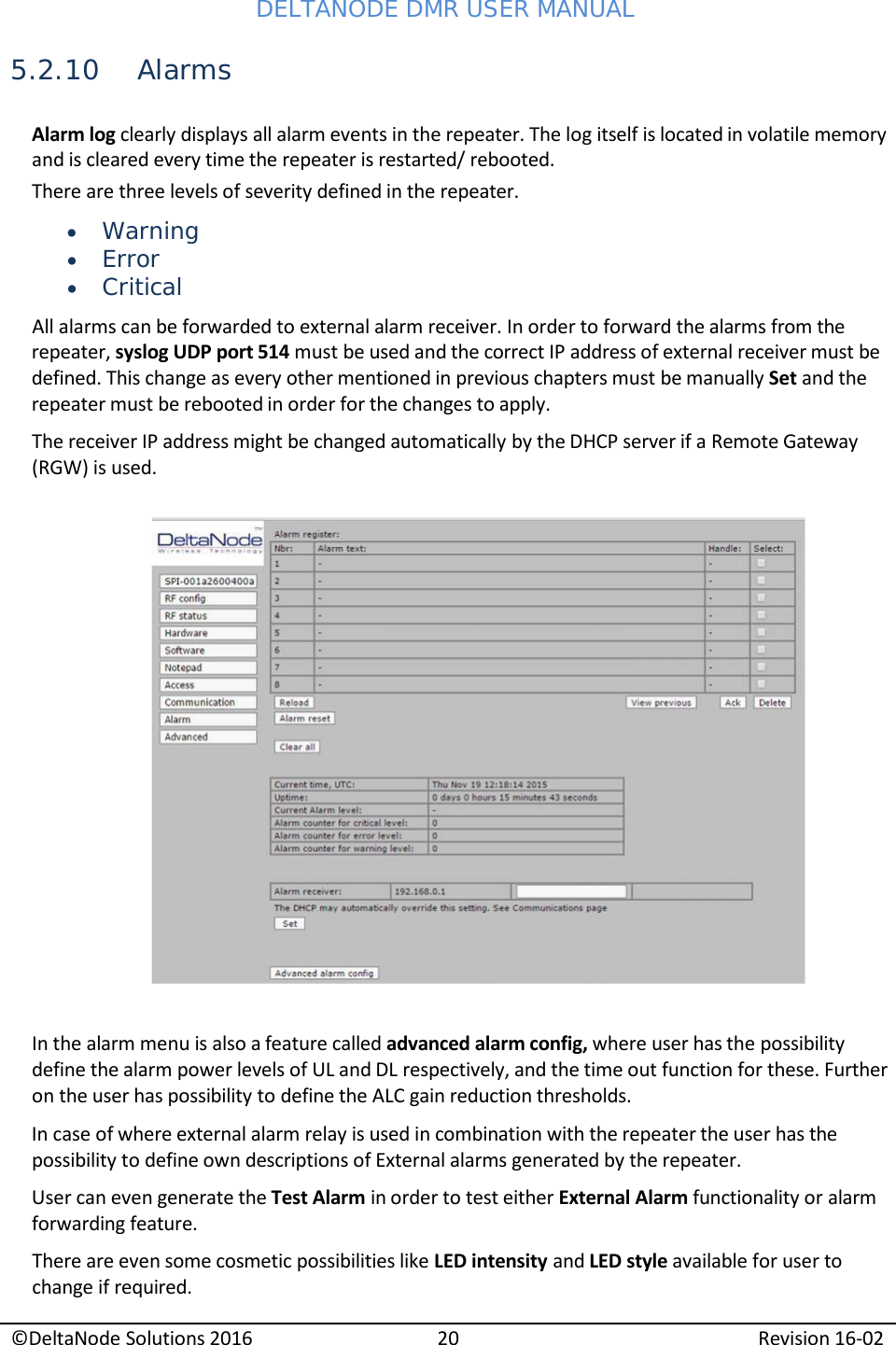 Page 22 of Deltanode Solutions DMR001 DMR400 Series Repeater Unit User Manual 