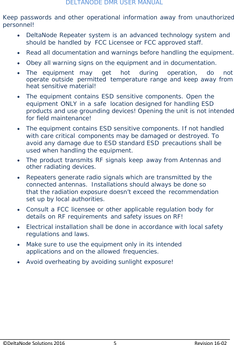 Page 6 of Deltanode Solutions DMR001 DMR400 Series Repeater Unit User Manual 