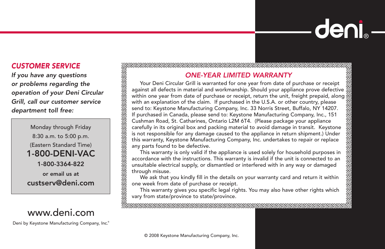 Page 12 of 12 - Deni Deni-12-Inch-Grill-3200-Users-Manual-  Deni-12-inch-grill-3200-users-manual