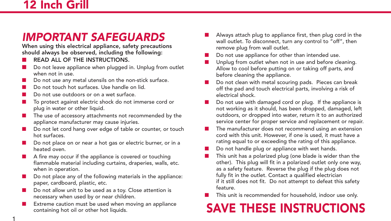 Page 2 of 12 - Deni Deni-12-Inch-Grill-3200-Users-Manual-  Deni-12-inch-grill-3200-users-manual